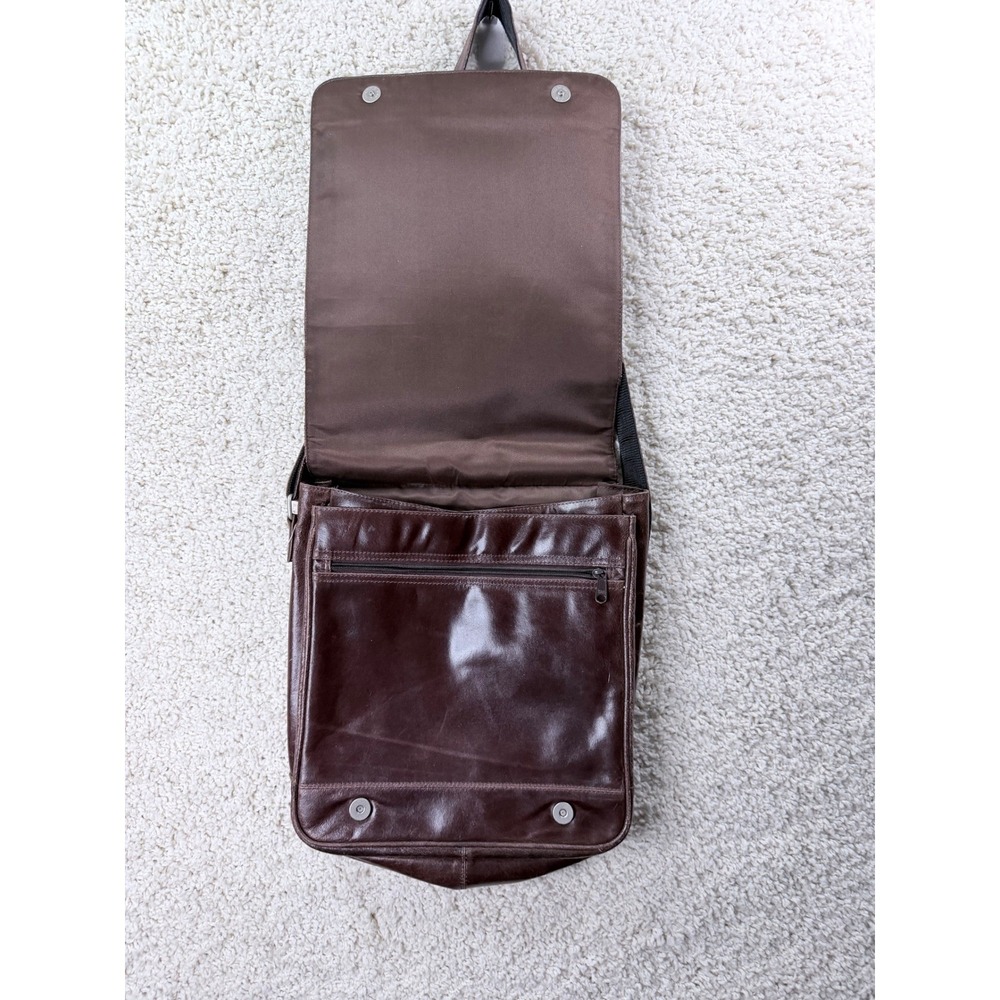 Wilsons Leather Messenger Bag Mens OS Brown Crossbody Laptop Work Bag - Picture 9 of 14